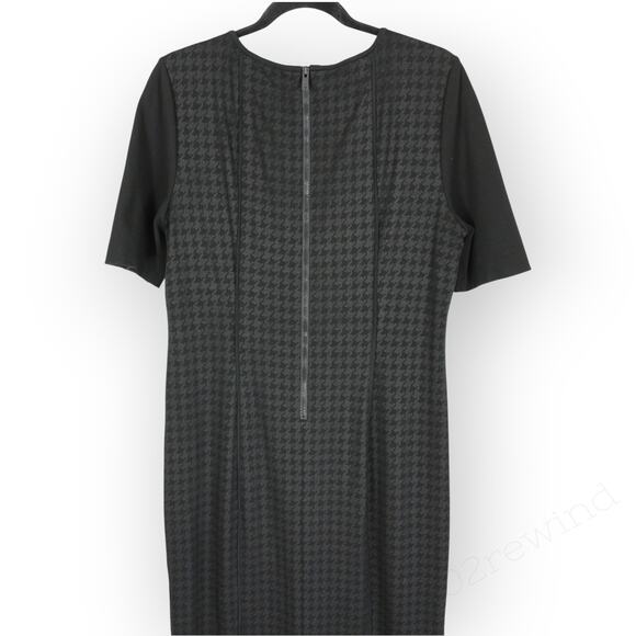 Sz14 DKNY Houndstooth Ponte Stretch Sheath KneeLength Slimming ShortSleeve - Picture 9 of 12